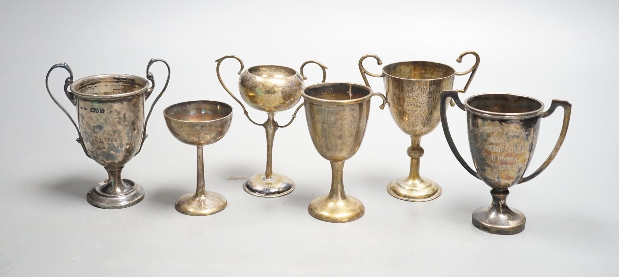 Five assorted small silver trophy cups